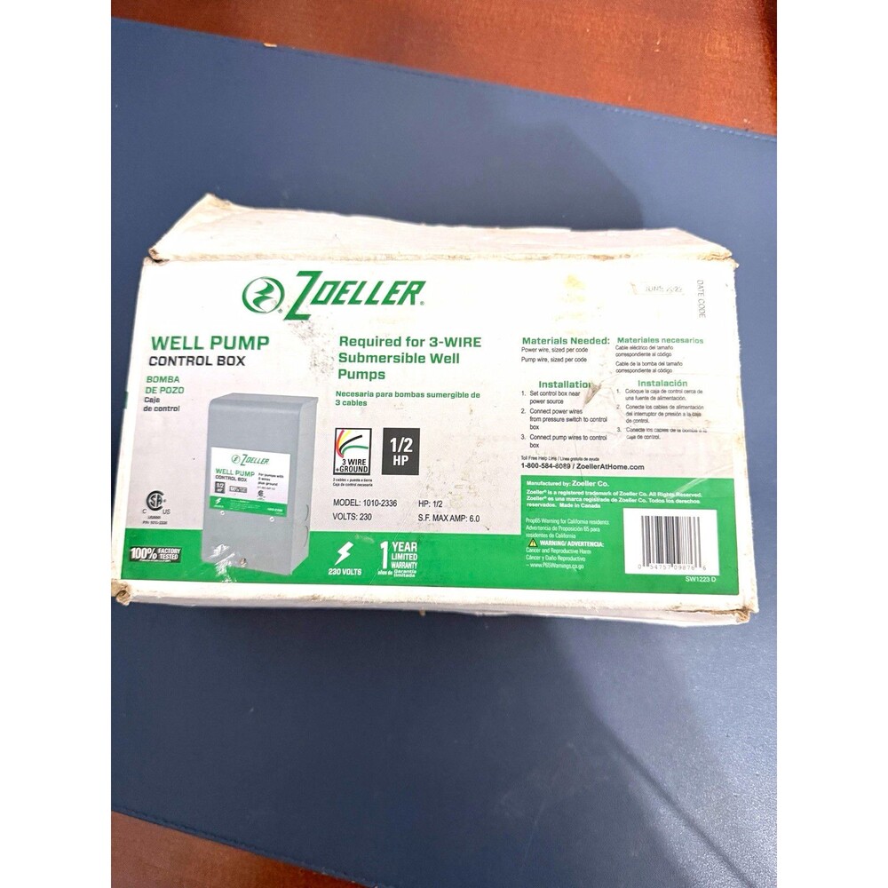 Zoeller Control Box 1/2 HP 230V for 3-Wire Submersible Well Pump 1010-2336